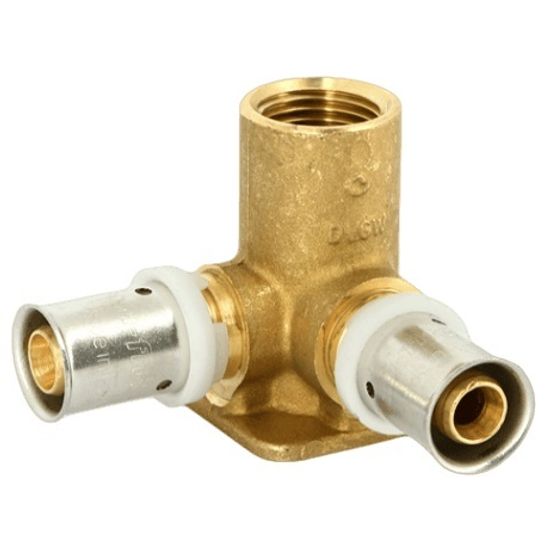 Водорозетка пресс Uni-Fitt В 16х1/2"x16 3-х плоскостная для металлопластиковых труб фитинг 711G6260