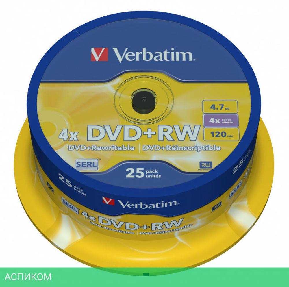 DVD-R диск Verbatim 4.7GB 16x Cake Box (43498)