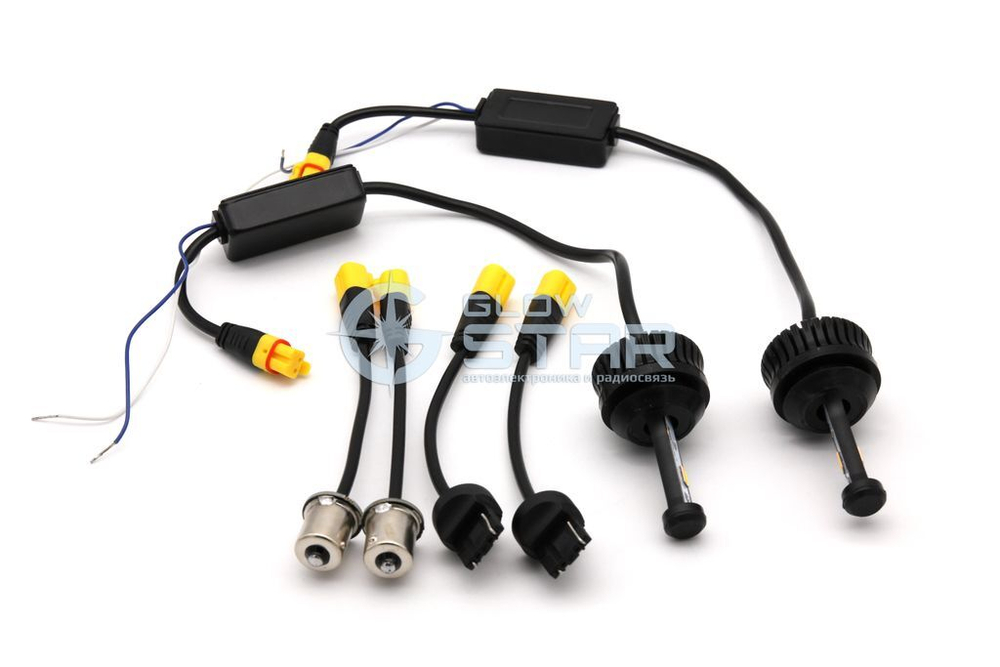 Aozoom ДХО в поворотники 1156/7440 (2 в 1) S25/T20 (BAU15S/WY21W) белый+оранжевый (комплект, 2шт)