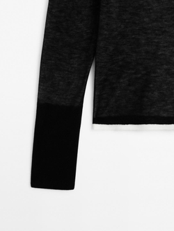 Massimo Dutti Двухслойный свитер из 100% тонкой шерсти, черный