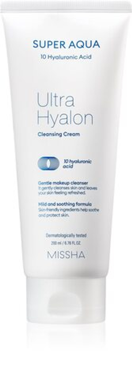 Missha Super Aqua 10 Hyaluronic Acid - увлажняющий и очищающий крем /   200  ml  / GTIN 8809643507233