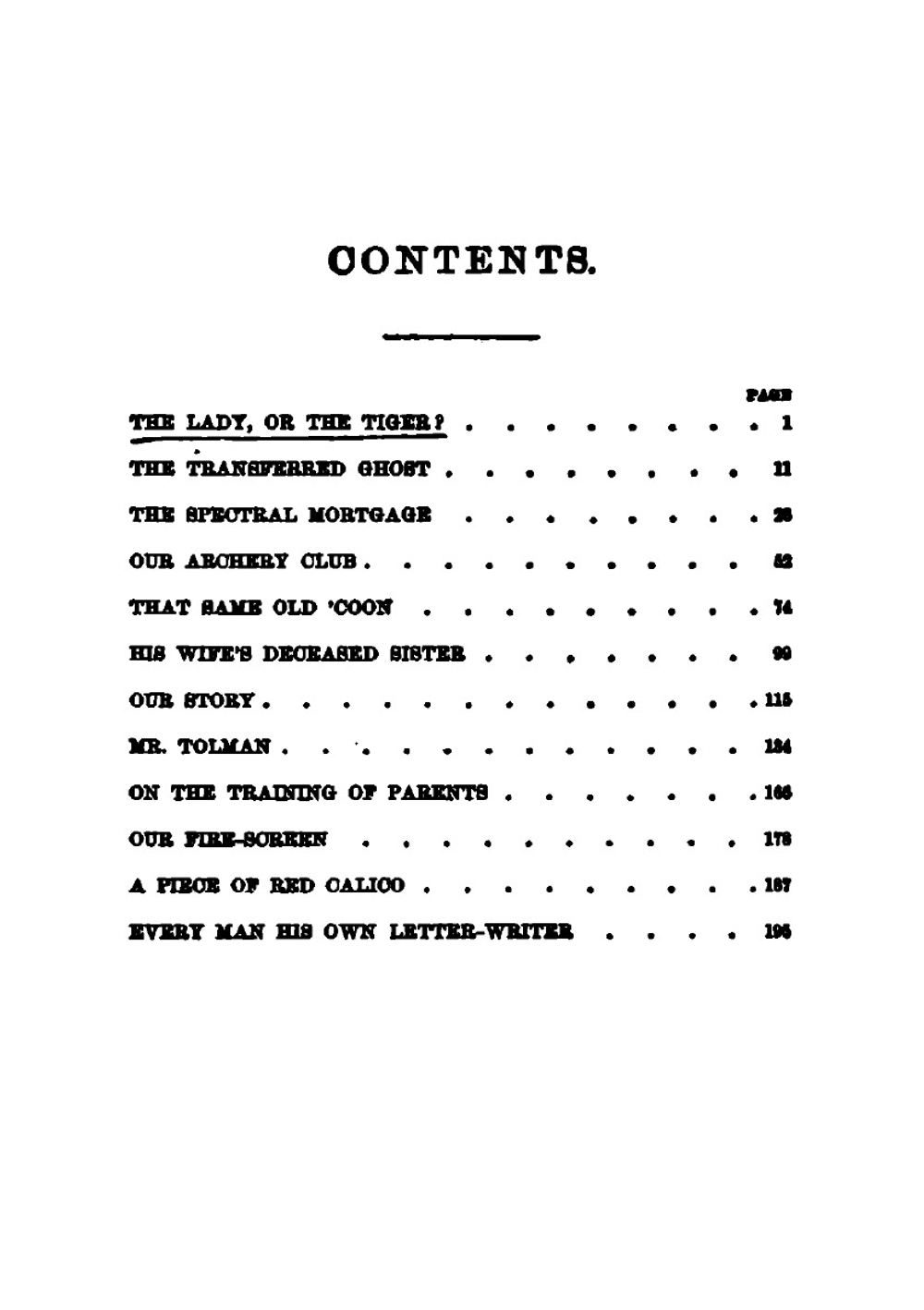 The Lady, Or the Tiger?: And Other Stories / by Frank R. Stockton | Frank Richard Stockton