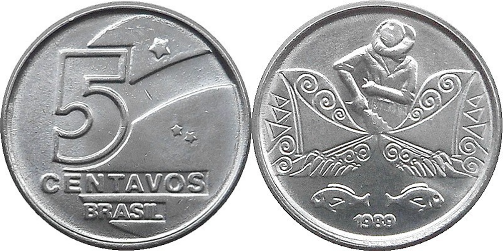 Бразилия 5 сентаво, 1989 - 1990 Шахтер UNC