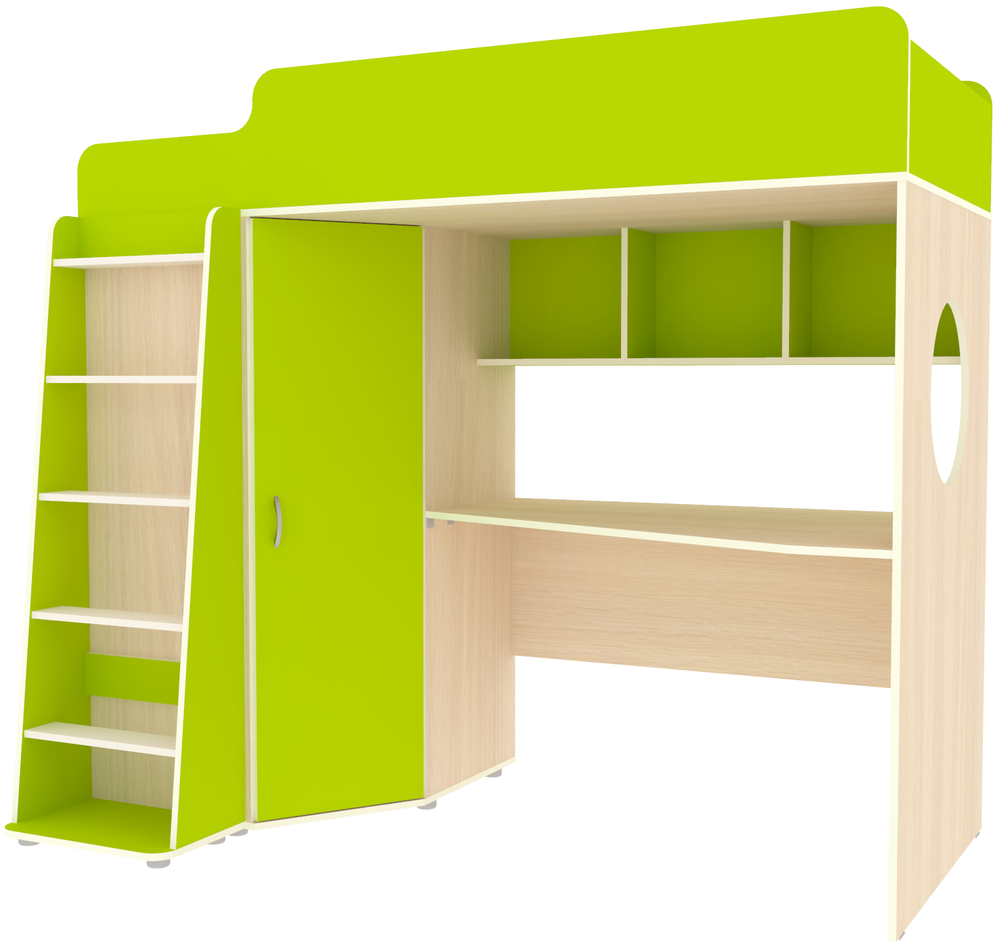 Кровать-чердак КарИВи Легенда 4.1 80х190  Дуб Молочный Лайм