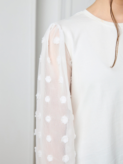 Блузка школьная для девочки рукав шифон молочная