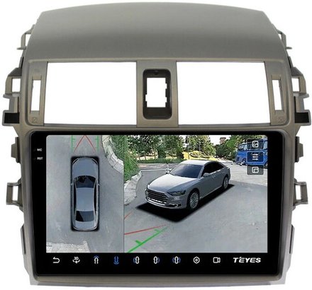 Магнитола для Toyota Corolla 150 2006-2013 (рамка тип 2) - Teyes CC3-2K-360 монитор 9.5" 2K QLED на Android 10, 6+128Гб, CarPlay, 4G SIM-слот, 4 камеры в комплекте