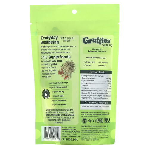 Green Gruff, Gruffies Calming, собачьи лакомства с арахисовой пастой, 170 г (6 унций)