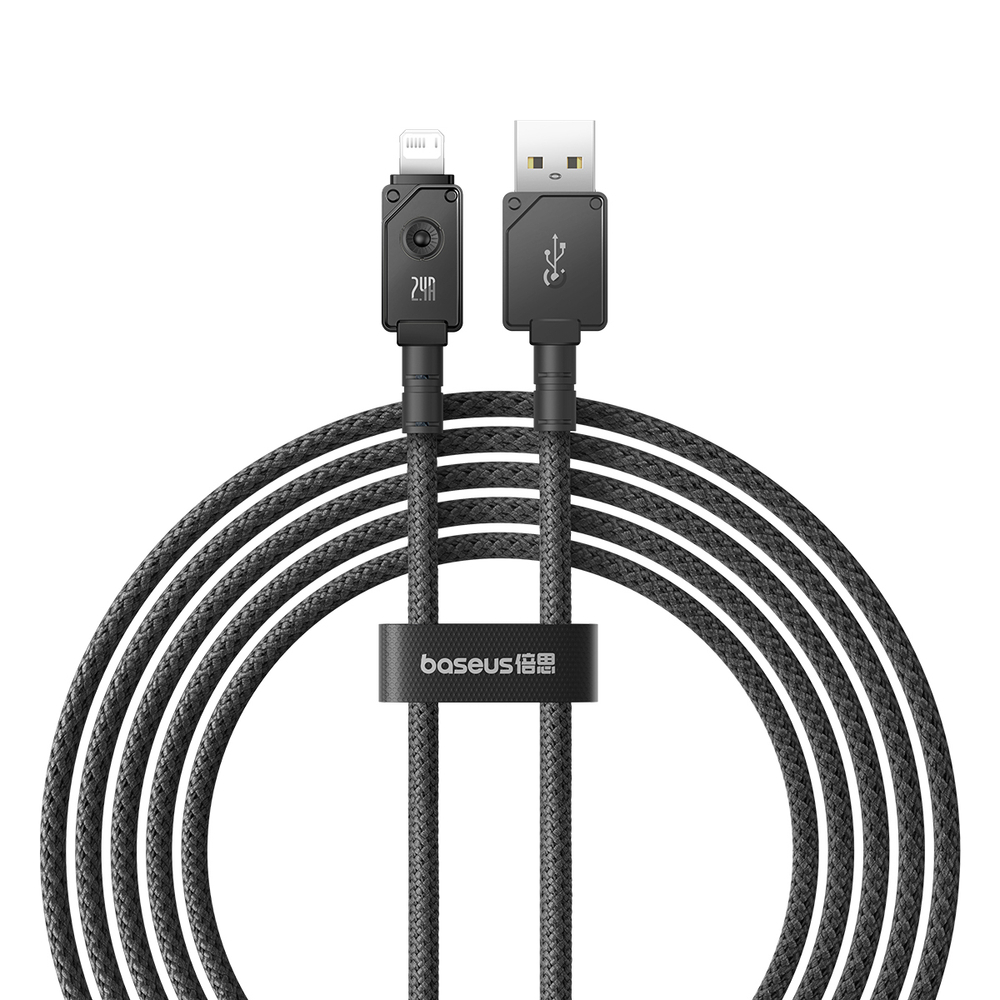 USB-A - Lightning Кабель Baseus Unbreakable Charging+Data 2.4A 2m - Cluster Black