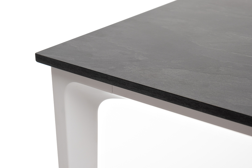 "Малага" обеденный стол из HPL 90х90см, цвет "серый гранит", каркас белый