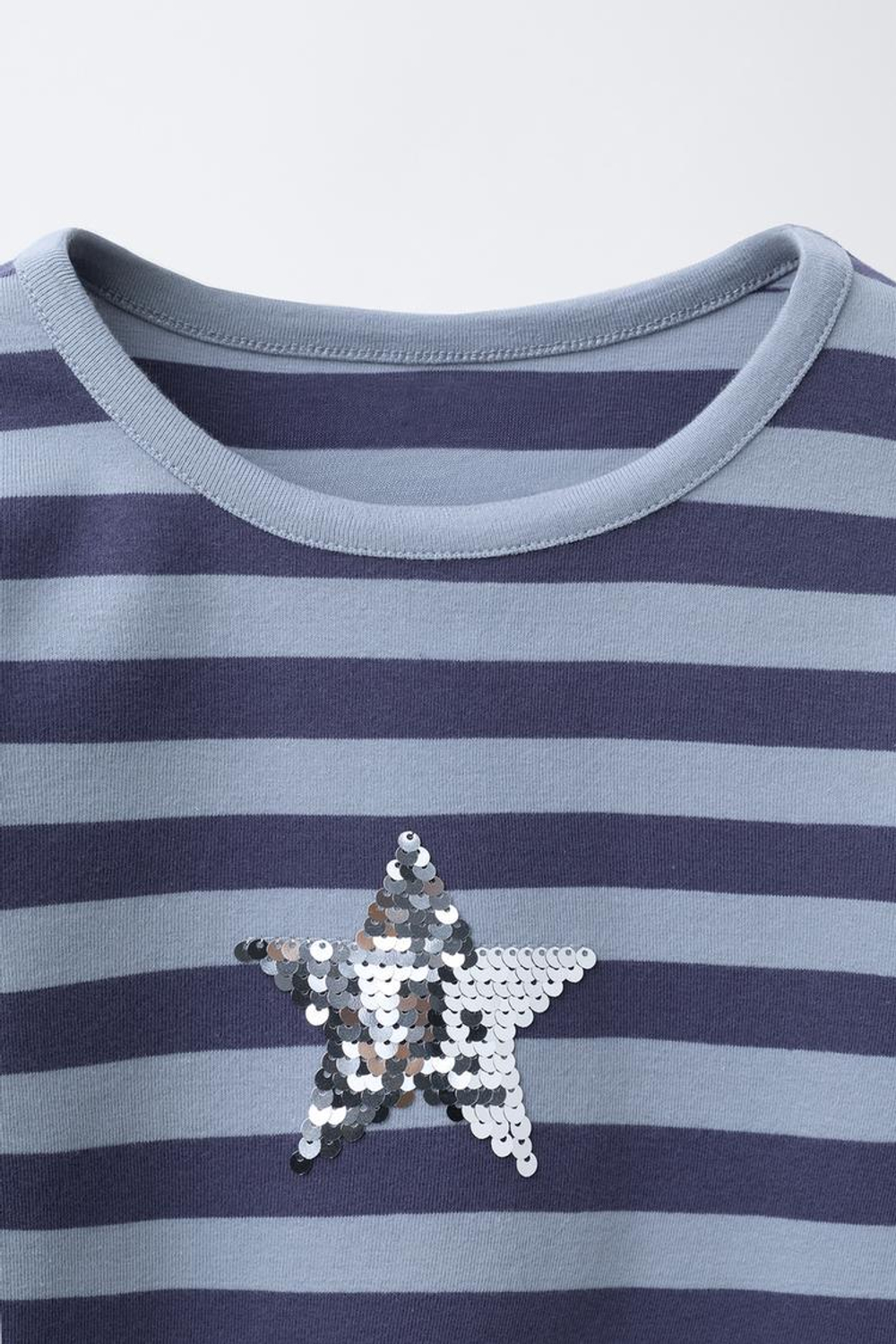 ZARA ФУТБОЛКА С ВЫШИВКОЙ И ПАЙЕТКАМИ, ПОЛОСКИ