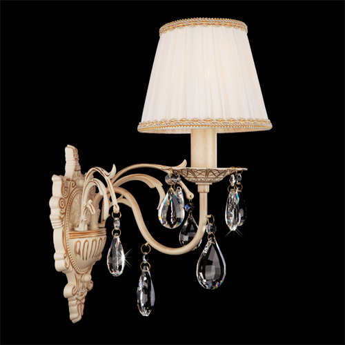 Настенный светильник 3637/1 белый с золотом / прозрачный хрусталь