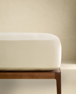 Zara Home - Простыня с ситцевой резинкой, высота 30 см (вес 200 нитей), бежевый, 90х200х30 см