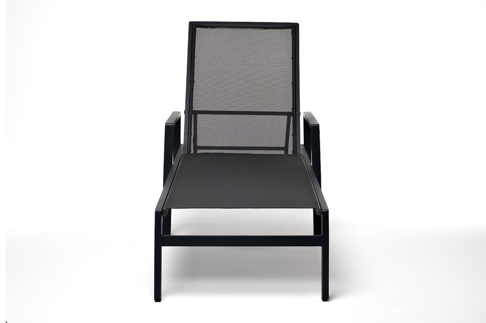 "Парма" шезлонг из алюминия темно-серый (RAL7024) муар, ткань текстилен темно-серая