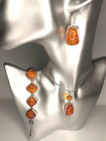 Элегантный комплект бижутерии с бижутерной смолой с янтарным оттенком  «Янтарное сияние» – Готовый образ в одном наборе!