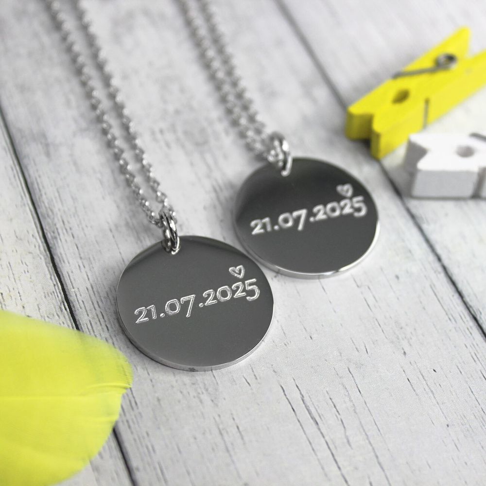 Парные подвески кулоны с гравировкой даты на заказ
