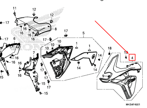 64350-MKS-EC0ZA COWLING MIDDLE LH