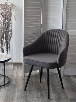 Стул ШЕЛЛ 360 град. поворот. B28 Темно-серый, велюр / черный каркас, М-City