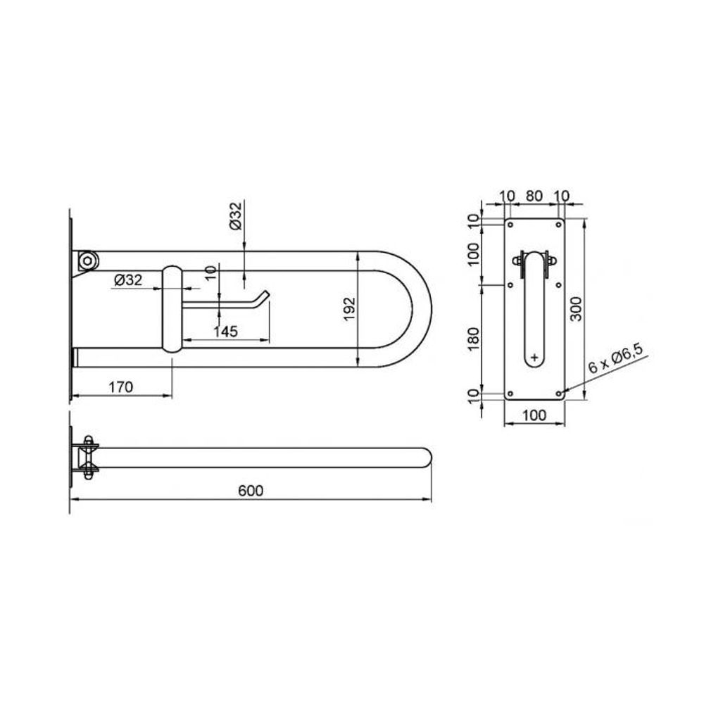 Поручень откидной 600 мм нерж. сталь NOFER 15051.60.N чёрный
