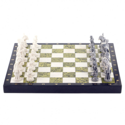 Оригинальные шахматы "Средневековье" камень змеевик G 119960