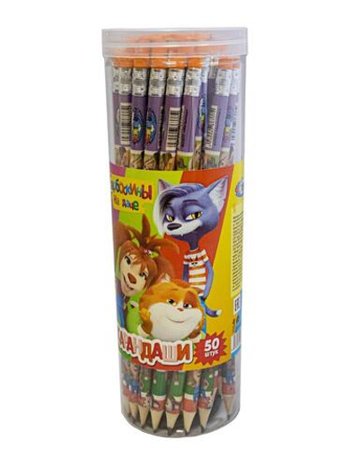 Карандаш ч/г HB деревянный, заточенный, с ластиком "Барбоскины" (Центрум)