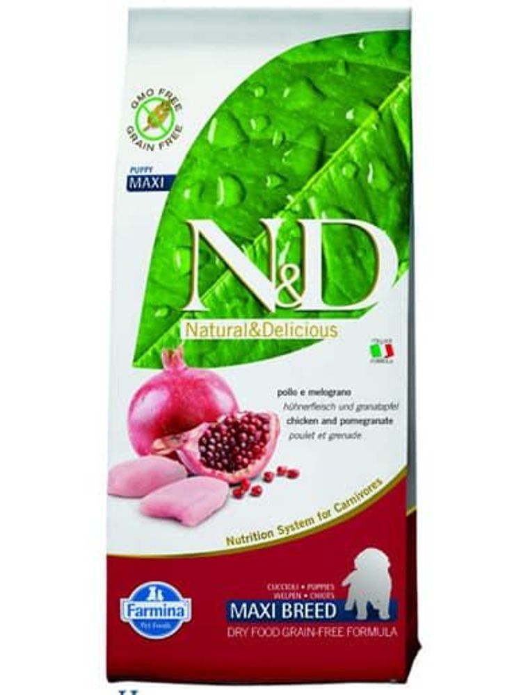 *N&amp;D puppy 2,5кг беззерновой корм для щенков крупных пород из мяса курицы с гранатом (УЦЕНКА)