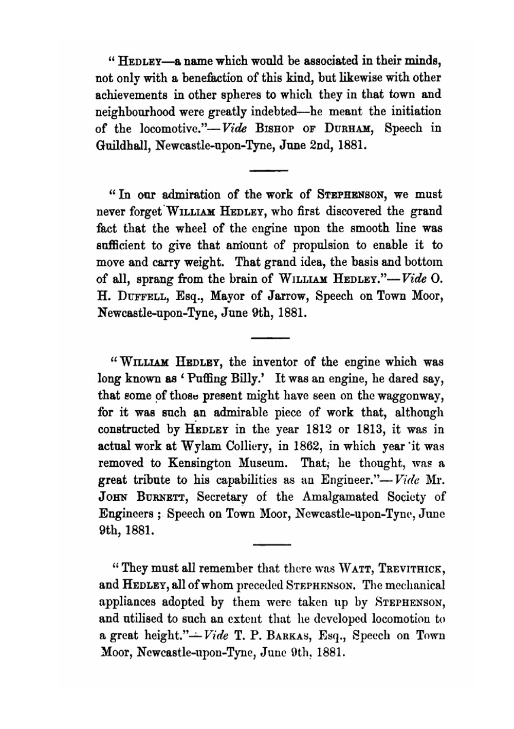 The Inventor of Railway Locomotion On the Present Principle | WILLIAM HEDLEY