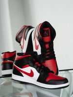 Nike Air Jordan 1 Mid Black, Fire Red & White
