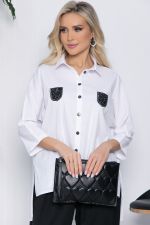 Рубашка с черными карманами Альма (белая) Б10635 LT Collection