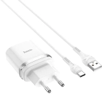 Сетевое зарядное устройство USB Hoco C12Q (18W, QС3.0, кабель Type-C) Белый