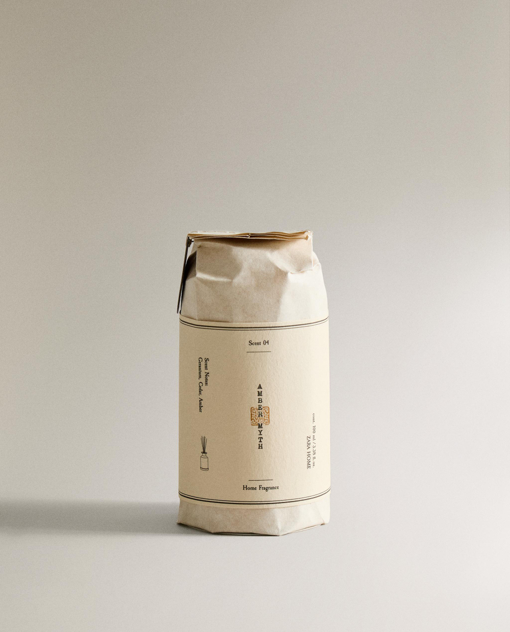 Zara Home Аромадиффузор Amber Myth 100 мл, тростниковые палочки микадо, аромат восточный древесный, Коричневый