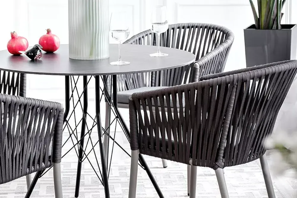 "Конте" интерьерный стол из HPL круглый Ø90см, цвет "серый гранит"