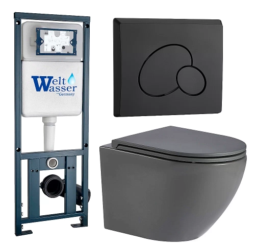 Унитаз с инсталляцией WeltWasser MARBERG 410 + MERZBACH 043 MT-GR + MAR 410 RD MT-BL