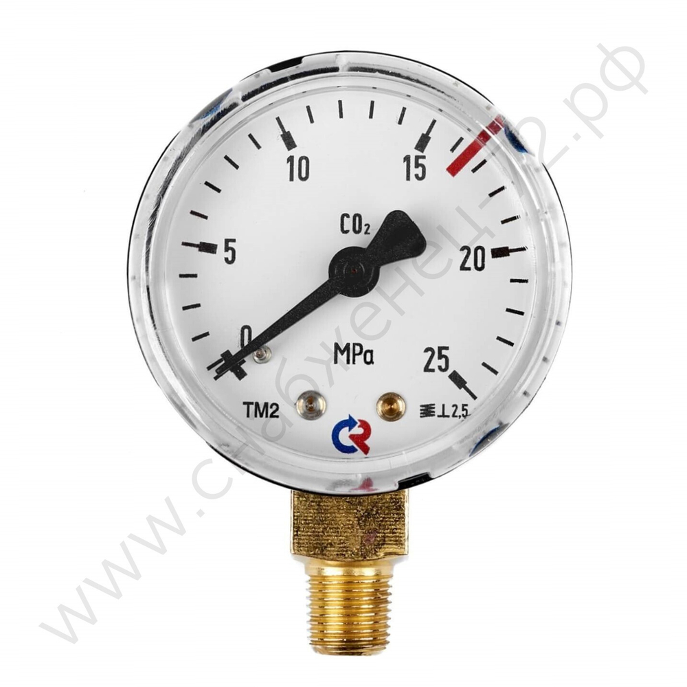 Манометр 25,0 МПа, 1/8 NPT, углекислый газ