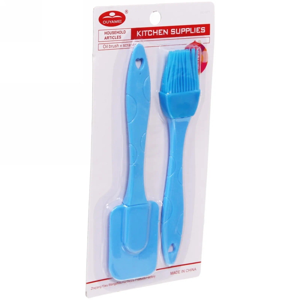 Кисточка силиконовая в наборе с лопаткой (лопатка 18см, кисточка 17см)