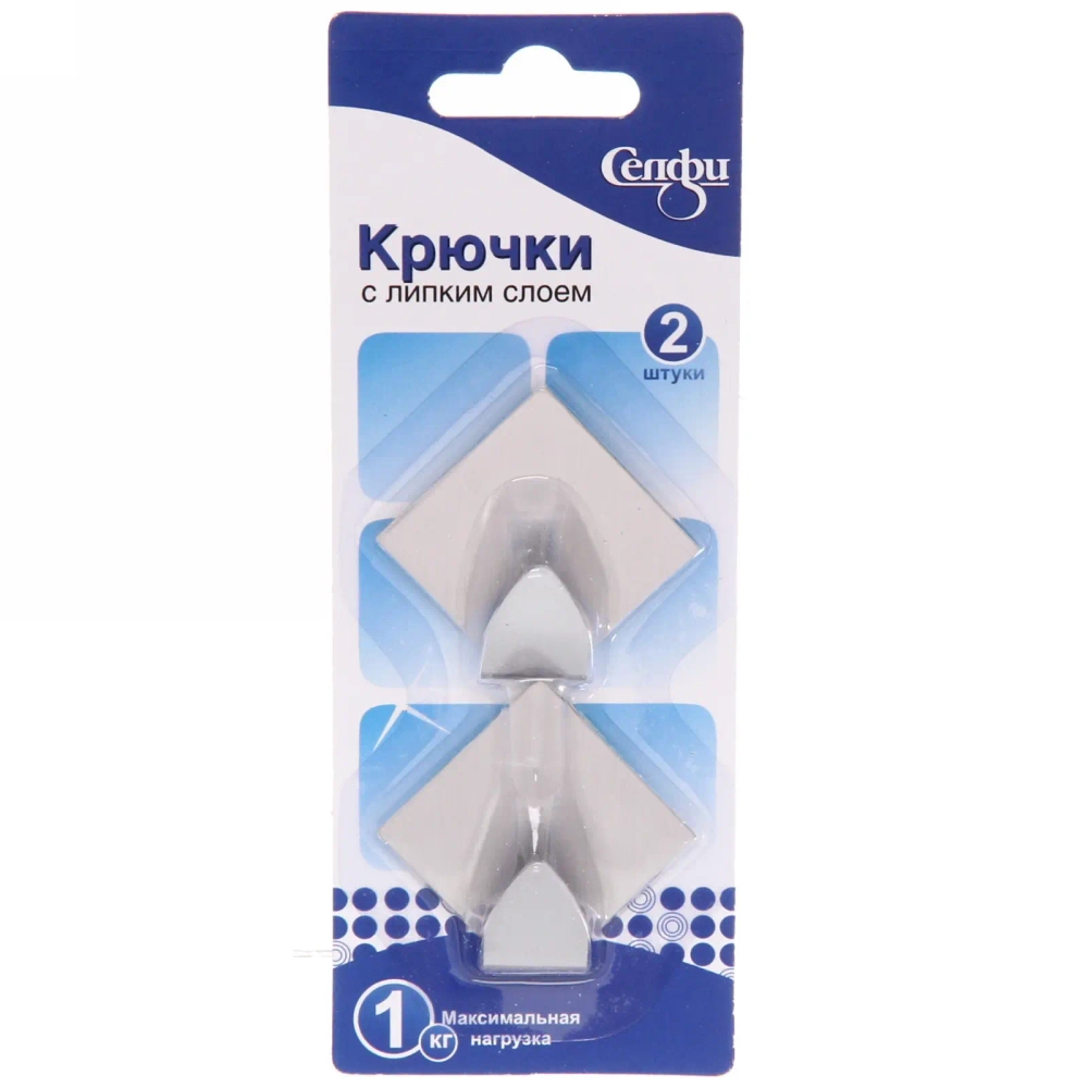 Крючки в наборе 2шт из нержавеющей стали на липкой основе «БАСТОФ», форма ромб, нагрузка 1кг