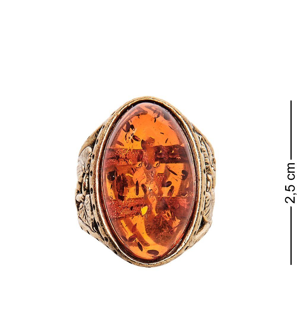 AM-2447 Кольцо «Ива» (латунь, янтарь)