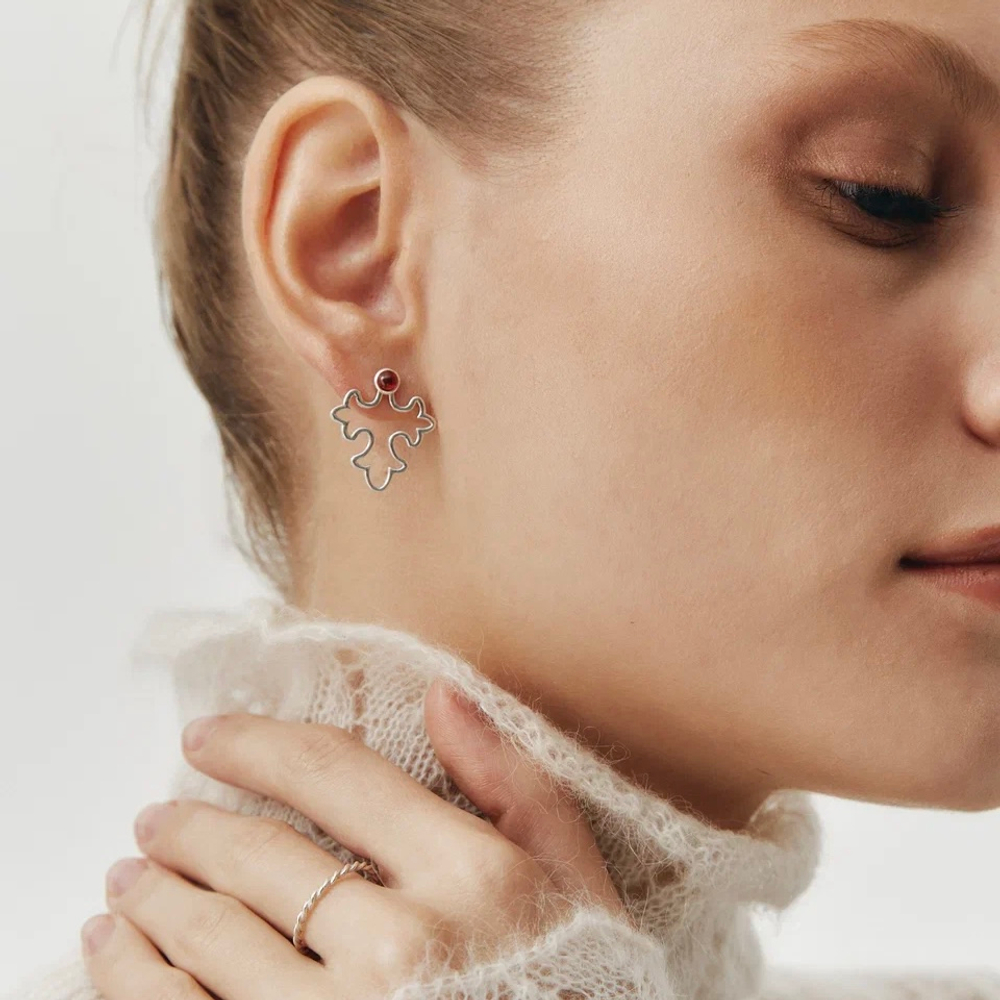 Серьги УЗОР с гранатами