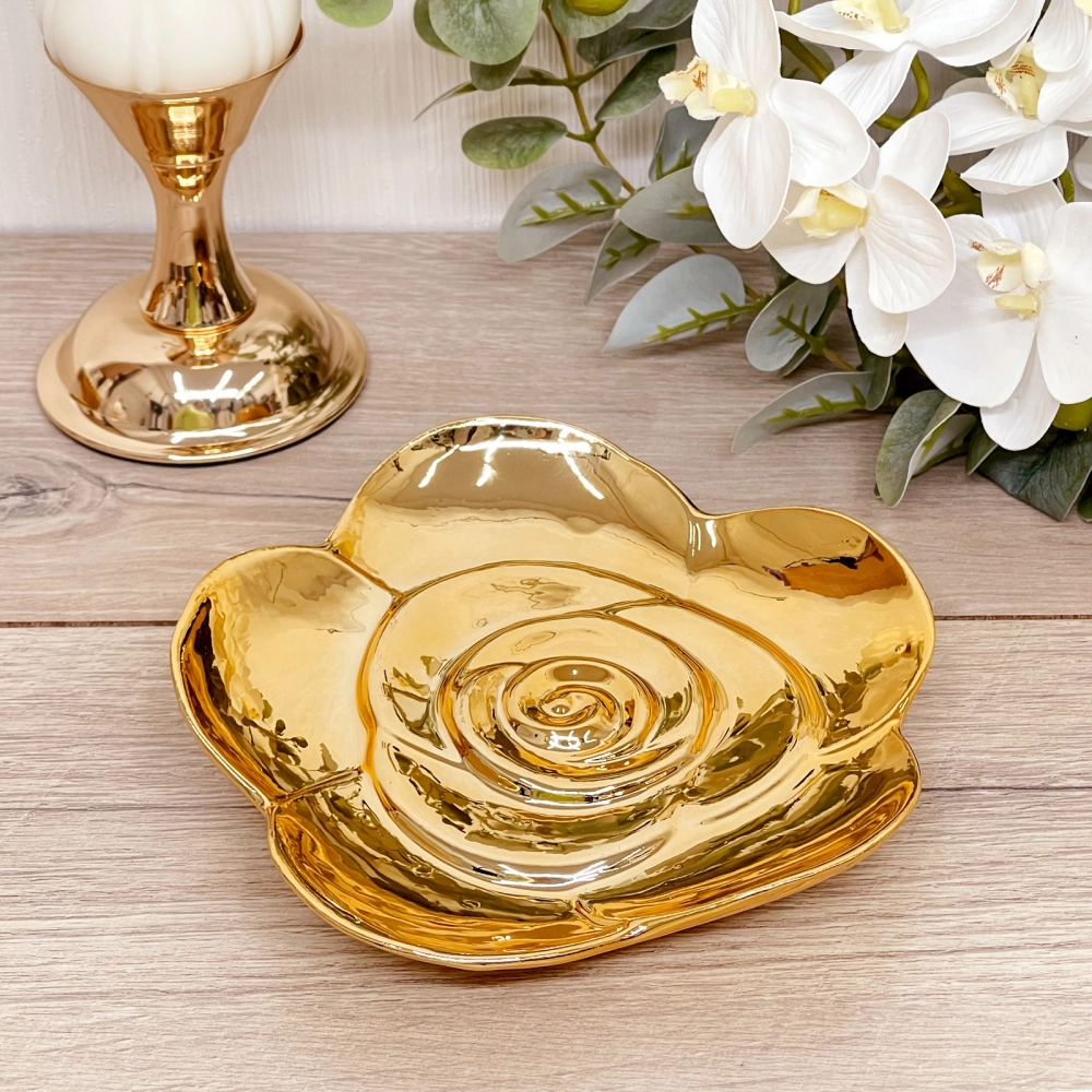 Подставка керамическая «GOLD Podarok», пион, цвет золото, 17*17см (упаковка индив. пленка)