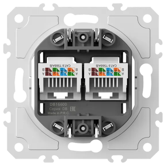 Donel механизм розетки RJ45 + RJ45 (двойная) cat.6/ClassE-8/8, серия DB