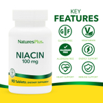 NaturesPlus, ниацин, 100 мг, 90 таблеток