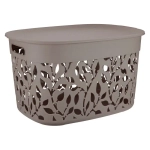 Коробка ФЛОРА 25л с крышкой французcкий серый (комплект 5 шт)