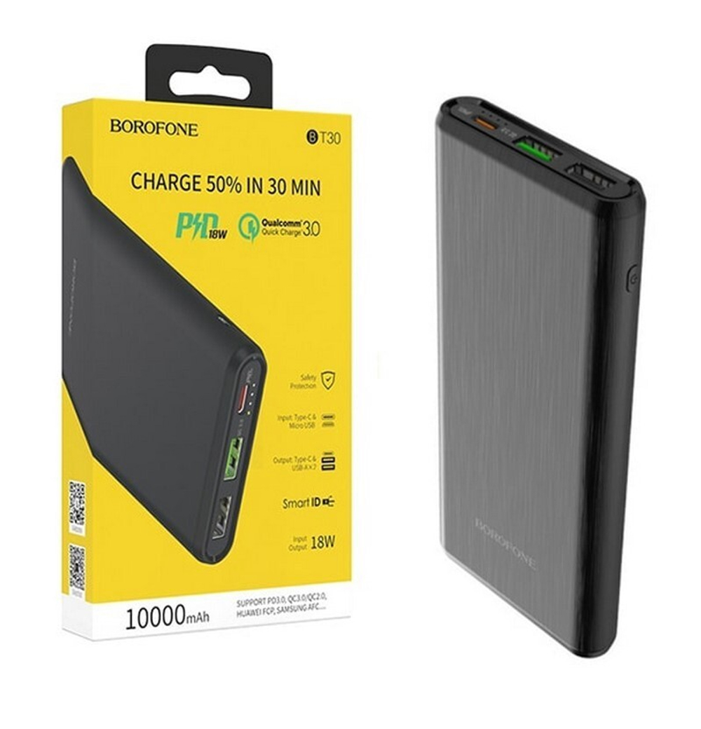 Портативный аккумулятор BOROFONE BT30 QC3.0 10000 mAh (черный)