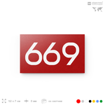 Номер на дверь 669, табличка на дверь для офиса, квартиры, кабинета, аудитории, склада, красная 120х70 мм, Айдентика Технолоджи