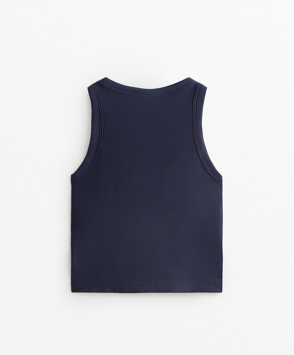 Oysho Топ из смесового модала в рубчик, темно-синий