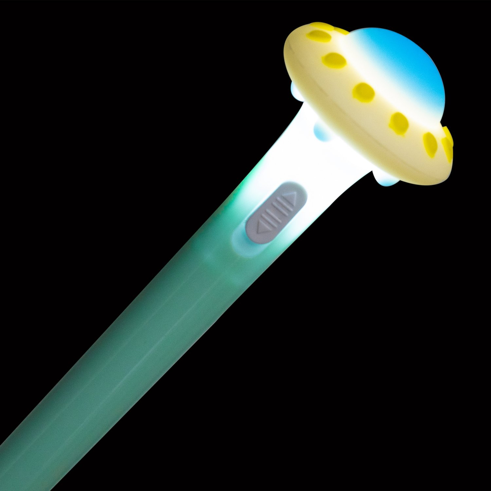 Ручка гелевая Alingar, "НЛО", 0,7 мм, синяя, с подсветкой, иголь. наконечник, круглый, цветной, пластиковый корпус, карт. уп.