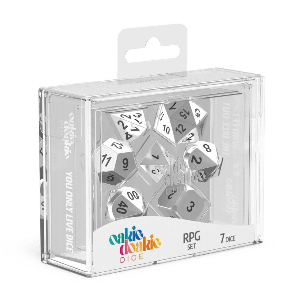 Набор из 7 металлических кубиков для ролевых игр Oakie Doakie Dice RPG Set Metal Dice - Mercury