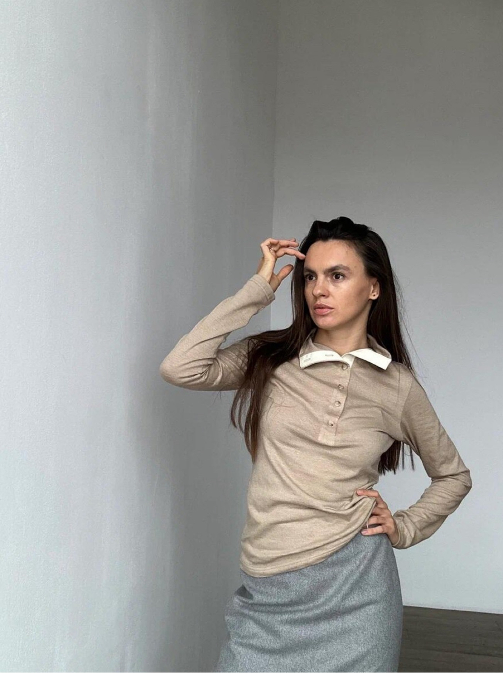 Шелковый лонг со стойкой