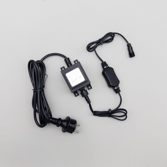 Трансформатор 30W с выпрямителем 24В., до 600 LED, провод черный Каучук, IP65, LTC (PTR30-3A)