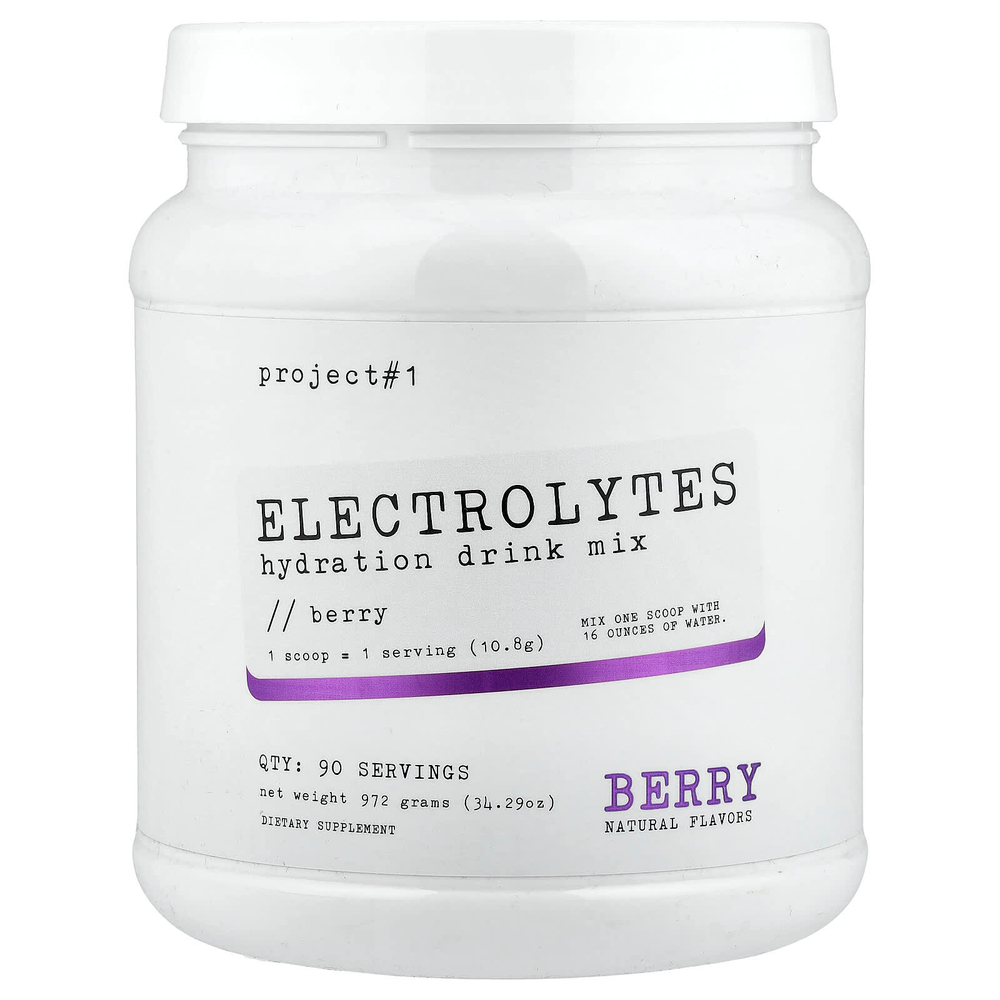 Project 1 Nutrition, электролиты, смесь для приготовления гидратирующего напитка, ягодный вкус, 972 г (34,29 унции)