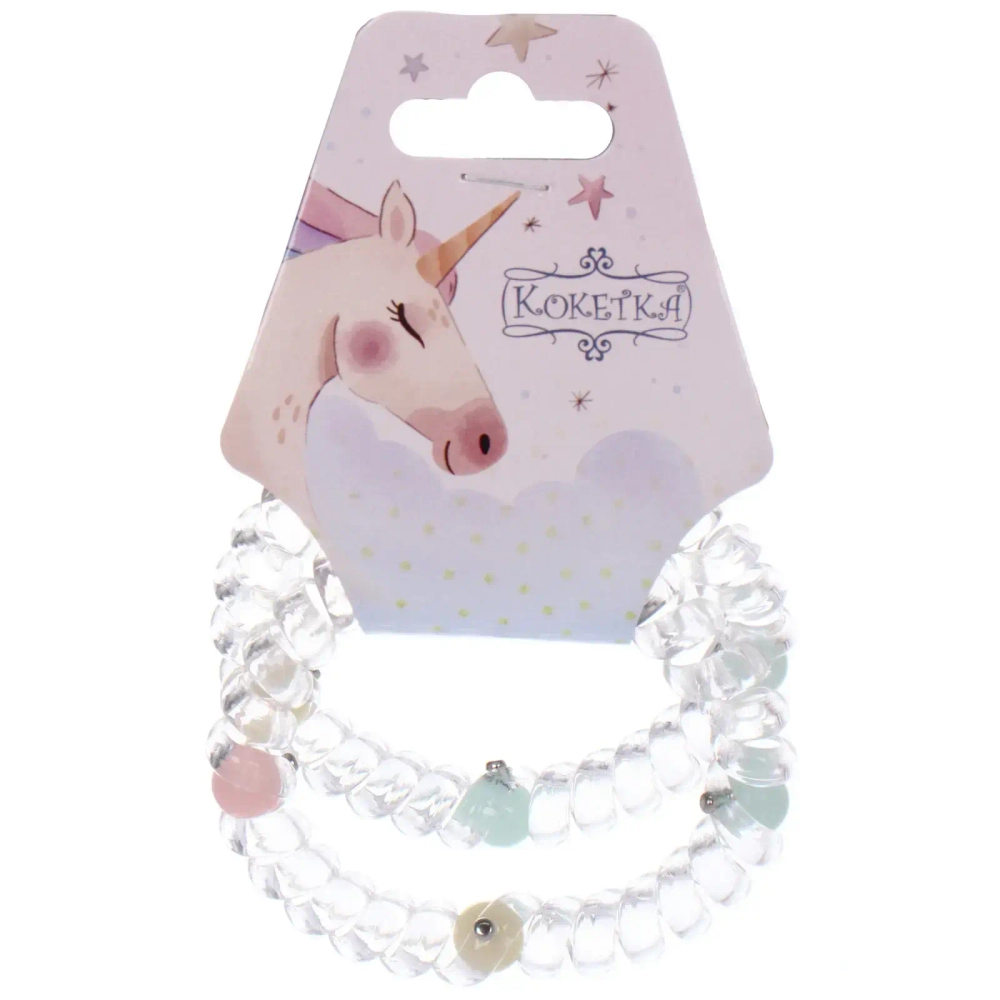 Резинки для волос силиконовые 2шт «MARZIPAN», цвет прозрачный, d-5,5см (подвес Единорог)●